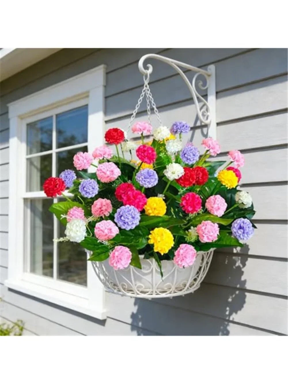 10Pcs Artificial Mums Flowers UV Resistant Outdoor Faux Plants Weatherproof